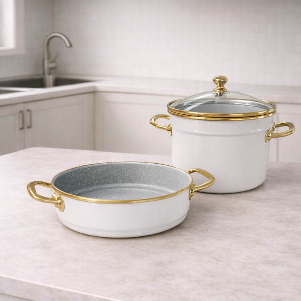 Arow Balm 2’li Emaye Set Beyaz