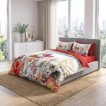 Desenli Pamuk Saten Nevresim Takımı