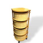 4 Katlı Tekerlekli Çok Amaçlı Ahşap Patates Soğan Sepeti