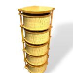 5 Katlı Tekerlekli Çok Amaçlı Ahşap Patates Soğan Sepeti