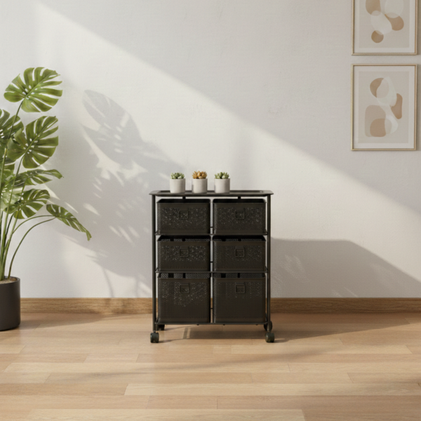 3 Katlı 6 Çekmeceli Metal Raf - Antrasit