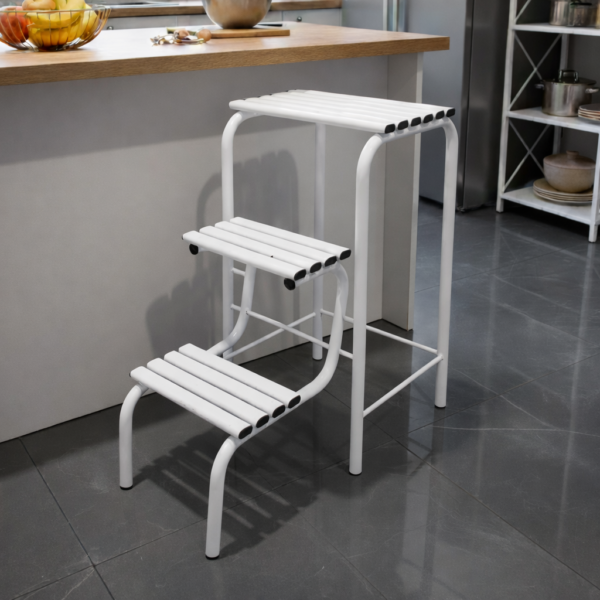 Merdivenli Tabure Hem Merdiven Hem Tabure Beyaz