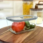 Hıelo 800 Ml Cam Saklama Kabı-Gri Şerit