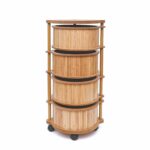Bambu 4 Katlı Tekerlekli Çok Amaçlı Ahşap Patates Soğan Sepeti