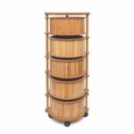 Bambu 5 Katlı Tekerlekli Çok Amaçlı Ahşap Patates Soğan Sepeti