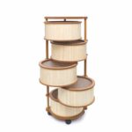 Bambu 5 Katlı Tekerlekli Çok Amaçlı Ahşap Patates Soğan Sepeti